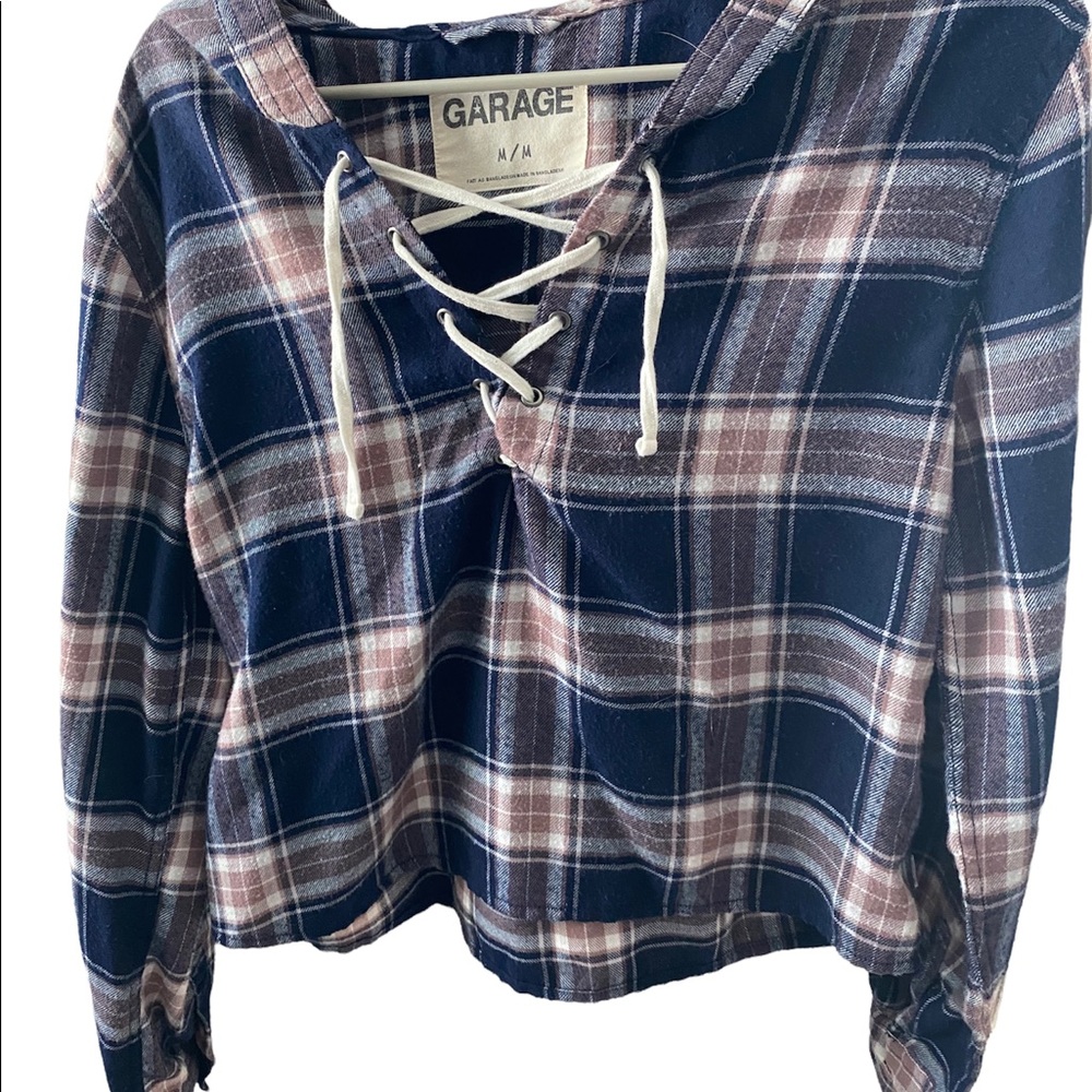 Garage flannel crop top hoody size M